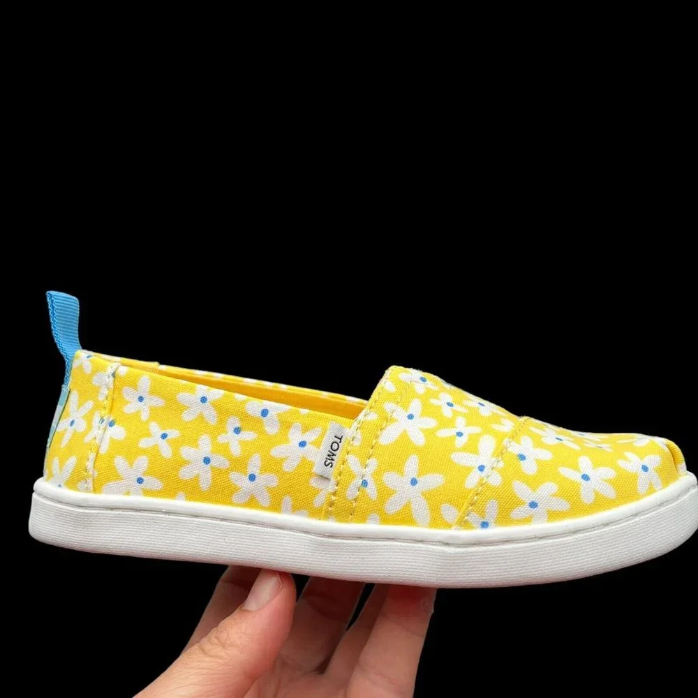 Toms Little Girls‎ Alpargata Shoes Size 12-13 Yellow Slip on Lightweight & Comfy